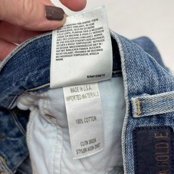 Agolde Blue Light Wash Distressed Denim Cut Off Jean Shorts Size 24 - Picture 6 of 6